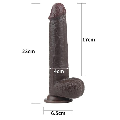 Lovetoy 9'' Sliding Skin Dual Layer Dong Brown