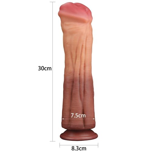 Lovetoy 12'' Dual layered Platinum Silicone Cock