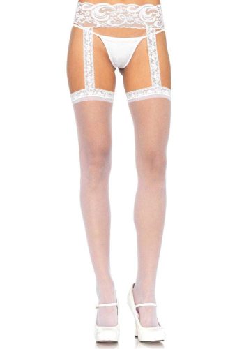 Leg Avenue Sheer Thigh Highs - Fehér - HOSIERY