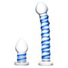 Glas - Dupla behatolás üveg Swirly Dildo & amp; Butt Plug készlet 2 db