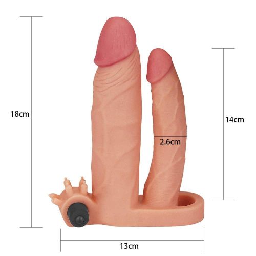 Lovetoy Add 1" Vibrating Double Penis Sleeve