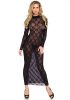 Long sleeved long dress, black, O/S