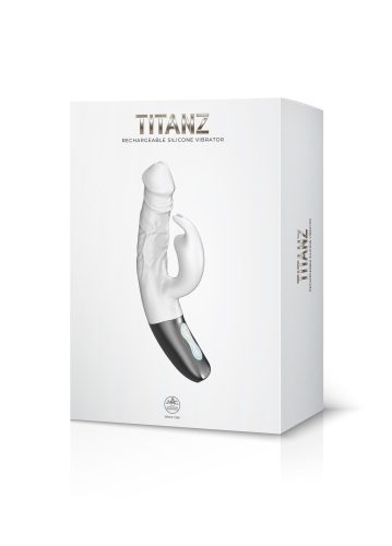 TITANZ 7" SILICONE RECHARGEABLE VIBRATOR IN IVORY WHITE