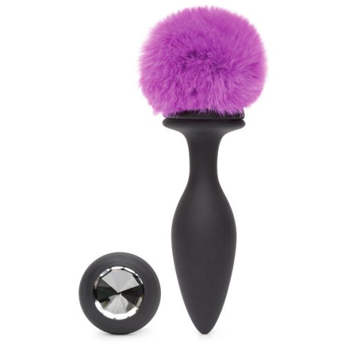 Happy Rabbit - Rechargeable Vibrating Butt Plug Black & purple Large