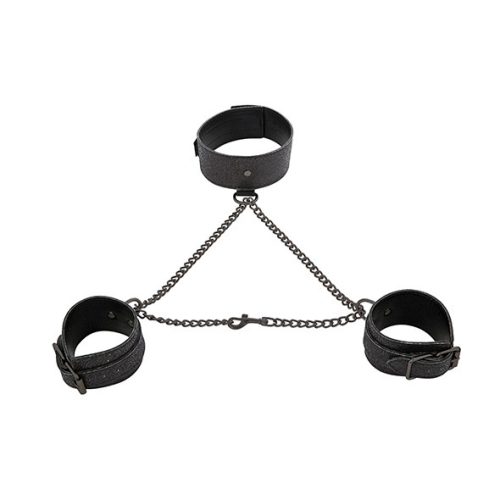 Sex & Mischief S&M - Shadow Sparkle Collar and Cuff Set black